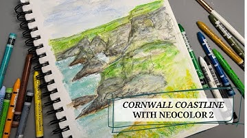 Caran D’Ache Neocolor 2  Landscape Tutorial | Cornwall Coastline