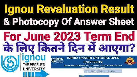 Ignou Revaluation Result For June 2023 Term End || Latest Updates