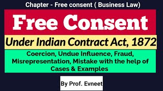 Free Consent Indian Contract Act | Free Consent Business Law | Free Consent | CA Foundation|in Hindi