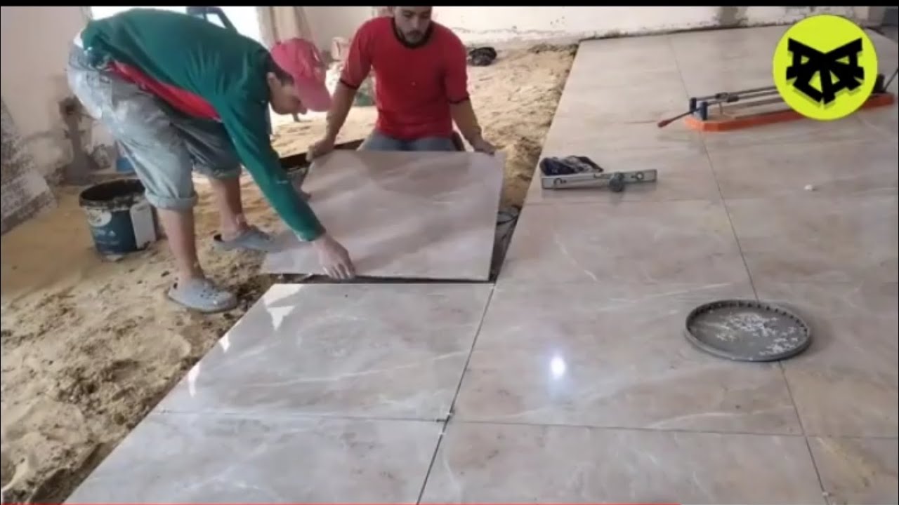 تركيب بورسلين80 80 ارضيه بالمونا والمده learn to install porcelain ceramic 80 80 in muna youtube