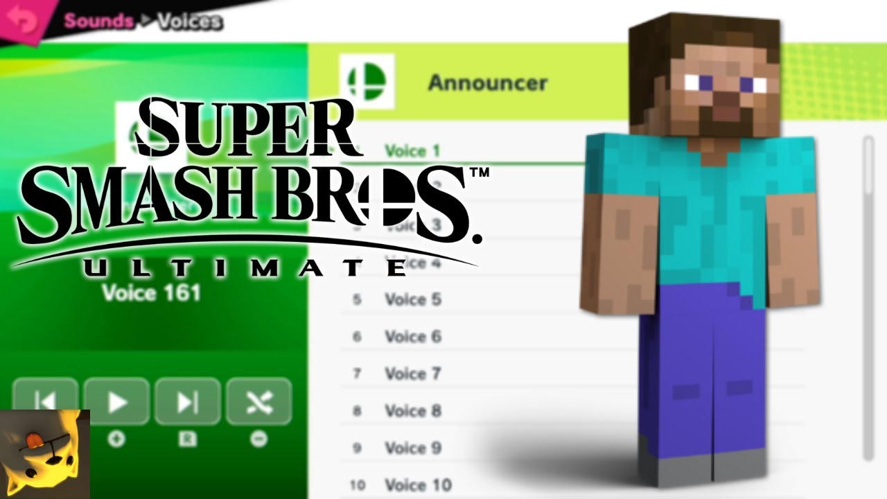 Announcer says Steve, Alex, Zombie, and Enderman - Super Smash Bros Ultimate