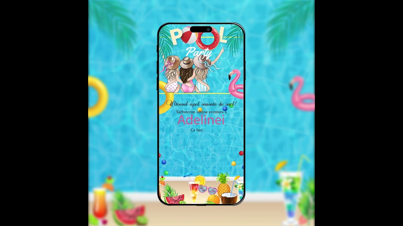 Pool Party Invitation Video | Pool Party Video | Editable  Video Invitation | Invito AI- 1178
