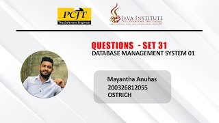 Question Set 31 | Database Management System | Java Institute
