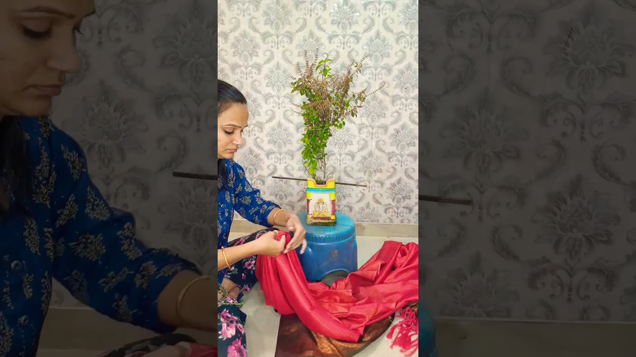 Tulsi Mata Saree Drape ❤️ #youtubeshorts #shortvideo #shorts #viral