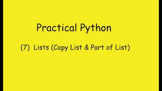 Celebrity Practical Python | 7- Lists (Copying & Slicing) Profile