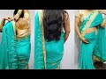 Kalamkari applique work sarees by sweta beauty  how to wear sky colour saree  swetabeauty