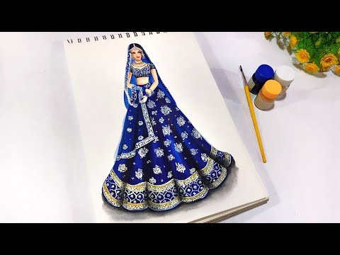 Bridal lehenga Illustration | Classic red heavy embroidery | Fashion  Illustration | Braided art - YouTube