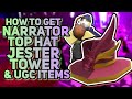 HOW TO GET NARRATOR TOP HAT, JESTER TOWER &amp; UGC ITEMS - Tower Defense Simulator Halloween Event