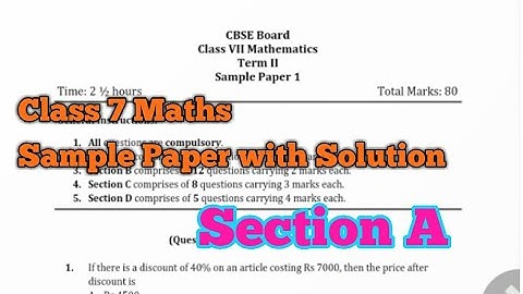 Class 7 Maths Sample paper with solution 2022-23, maths important questions for annual exam, 7 maths