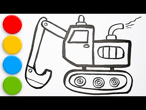 Draw Excavator for Kids. Easy Painting and coloring.