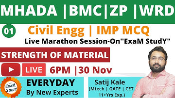 01 / IMP MCQ Session - Strength Of Material /SOM  | Solid Mechanics  By Satij Kale