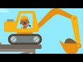 Digger Cartoons for Children - Backhoe, Excavator and Crane - Construction trucks for children Ep#1