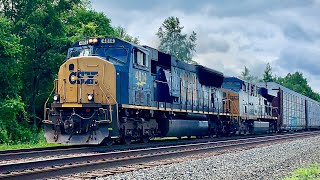 Flared Radiator SD70MAC #4814 Leads a CSX Autorack Train!