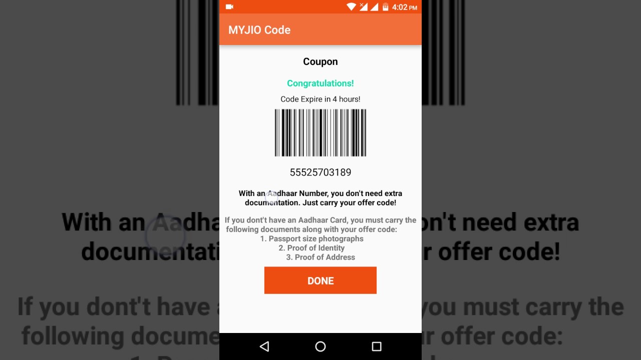 Generate Unlimited Barcode For JIO SIM On Any Android Phone