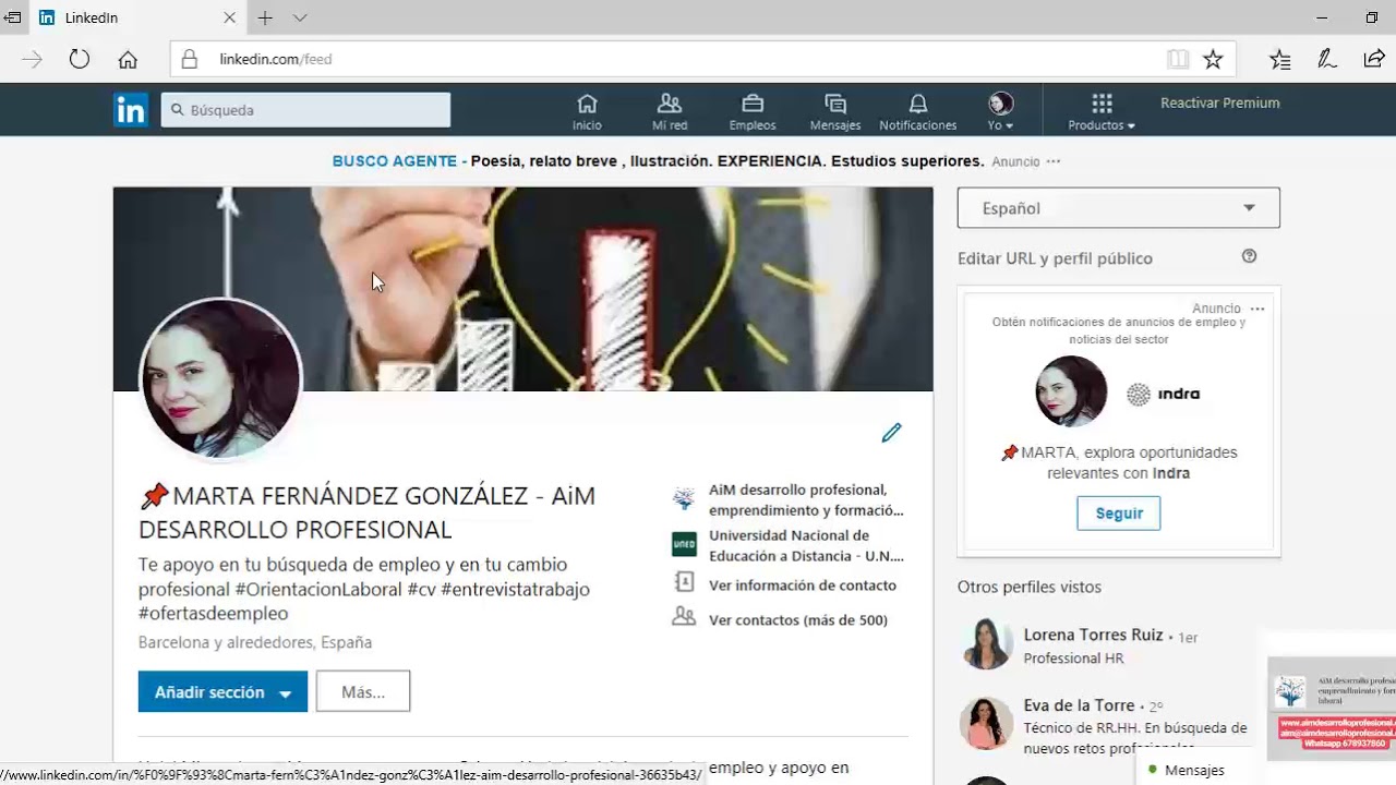 Partes de la red social profesional LinkedIn