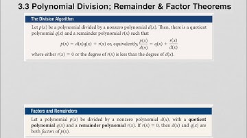 3.3 Division of Polynomials; The Remainder and Factor Theorems