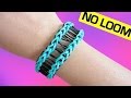 Railroad rainbow loom bracelet without loom using 2 forks