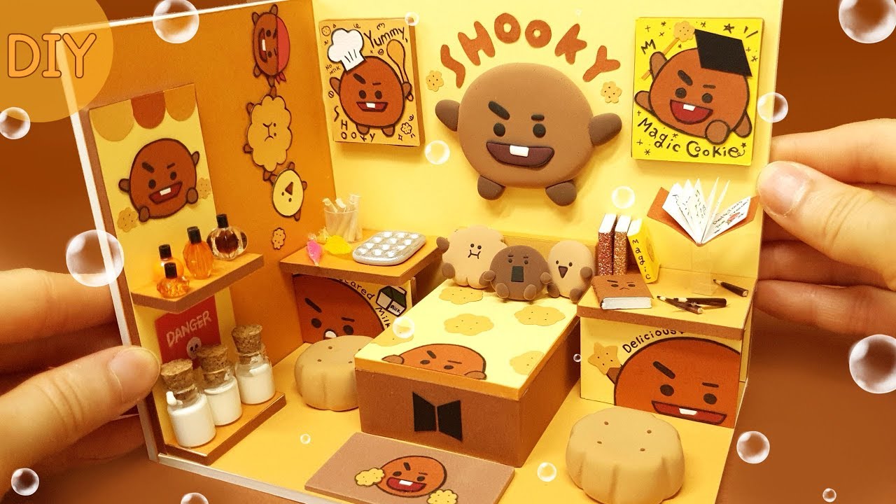 DIY Miniature dollhouse -  BTS & BT21 SHOOKY room decor !