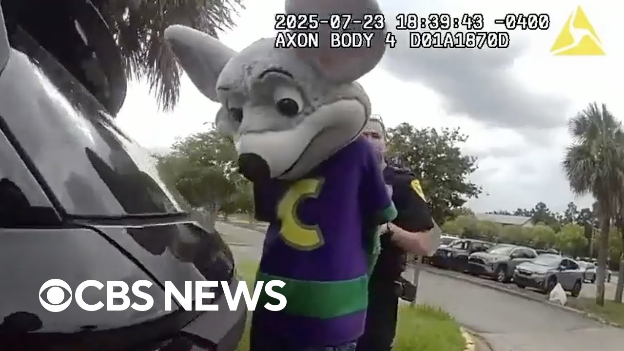 Police arrest Chuck E. Cheese mascot, bodycam footage shows