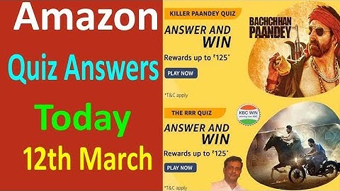 Amazon Killer Paandey Quiz And The RRR Quiz l Answer & Win Rewards up to ₹125 For 5000000 Winners