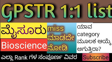 gpstr probable 1:1 list | Mysore | Bioscience | ಮೈಸೂರು | #gpstr #gpstr2022 #gpstrlatestnews #tet