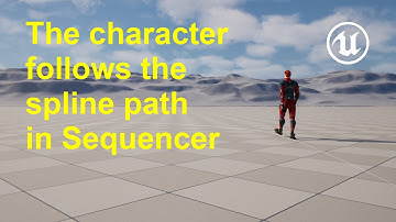 The character follows the spline path in Sequencer in Unreal Engine 5