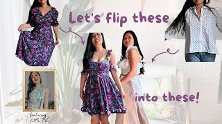 Thrift Flip Sewing Challenge | Ft. Little Toh | Upcycle this 80s dress into Reformation Style Dress