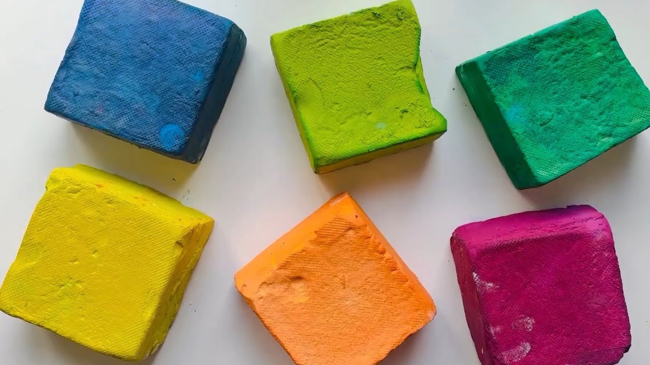 Unpolished dyed chalk + fresh gymchalk comp ASMR - YouTube