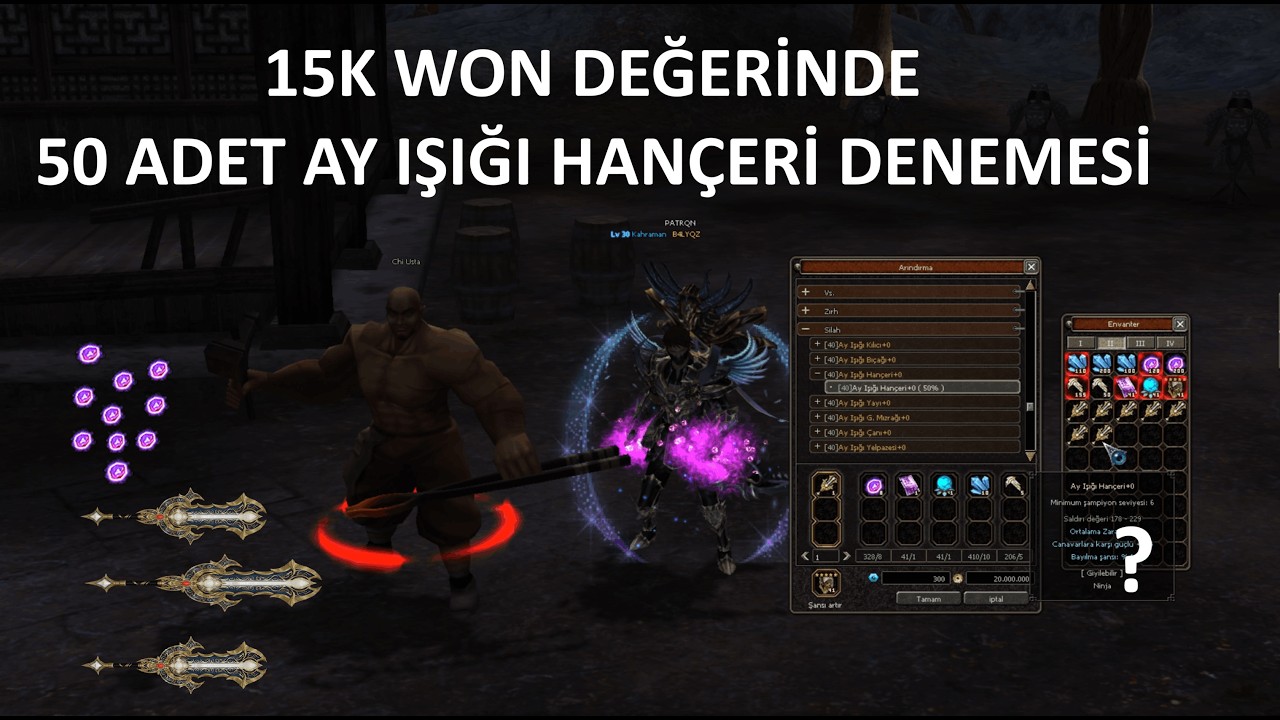 METİN2 TR BAGJANAMU 15.000 WON DEĞERİNDE 50 ADET AY IŞIĞI HANÇERİ DENEMESİ #metin2 #metin2tr