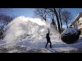 Boiling water being thrown in freezing cold weather