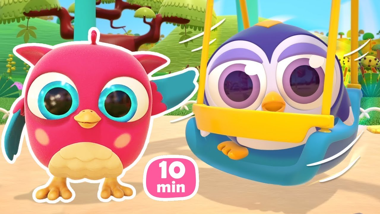 Hop Hop küçük penguen ile salıncakta eğleniyor! Çocuklar için çizgi film.