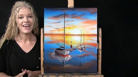 Learn How to Draw and Paint SUNRISE SAILBOATS with Acrylics-Paint and Sip at Home Seascape Art Video