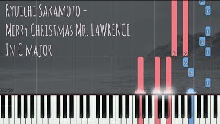 Video thumbnail of "Ryuichi Sakamoto 板本龍一 - Merry Christmas Mr. Lawrence C major | Piano Pop Song Tutorial  鋼琴教學"