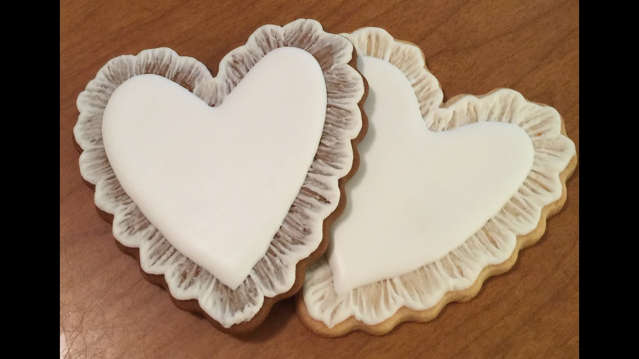 Lacy Brush Embroidery Heart Cookie!