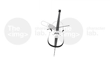 Playing cello with bow bw outline 2D character hand animation