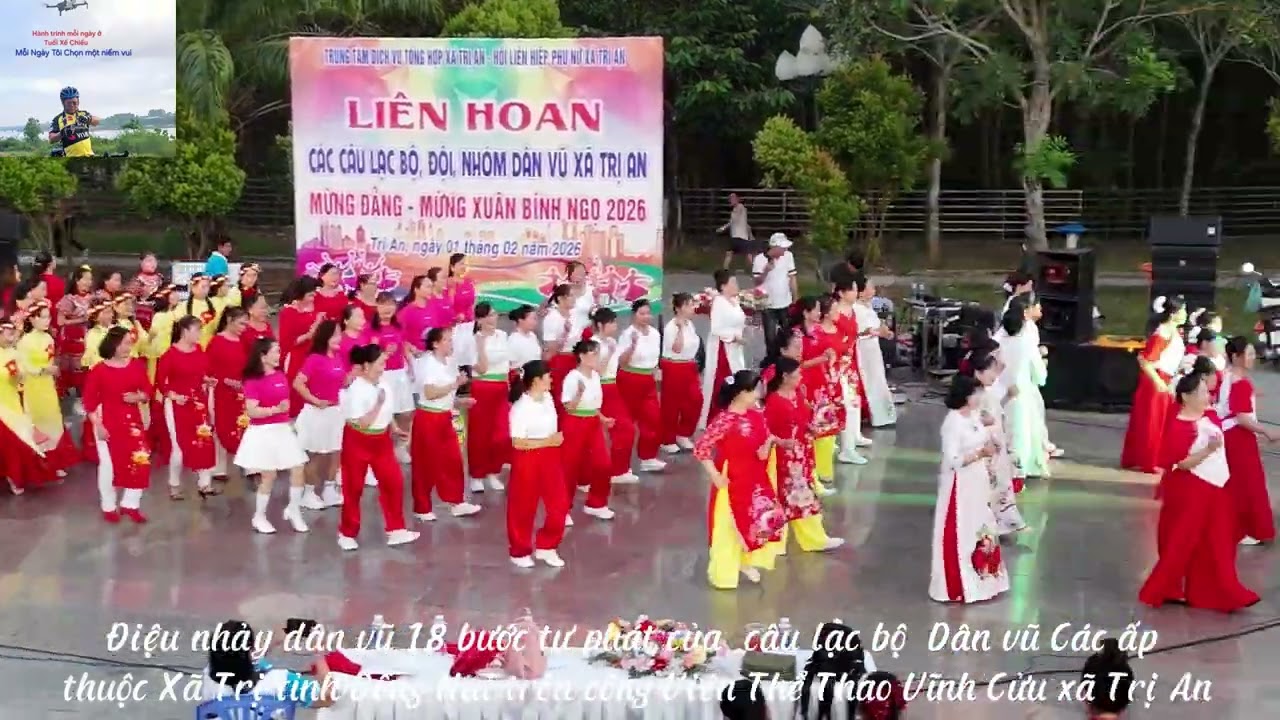 ĐIỆU NHẢY DÂN VŨ 18 BƯỚC TỰ PHÁT CỦA CÁC CLB DÂN VŨ  THUỘC XÃ TRỊ AN TRÊN CÔNG VIÊN TT VĨNH CỬU