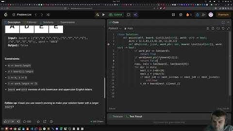 Solving Leetcode 79. Word Search in Python