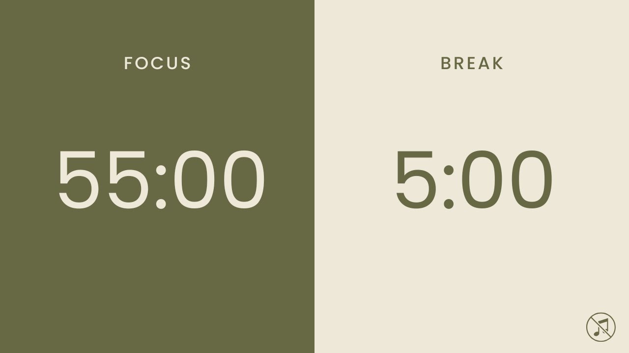 55/5 Pomodoro Timer | 3 x 55 min | Focus | Study | Reflection | Productivity