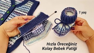 Hızla Öreceğiniz Kolay Bebek Patiği ?? baby knitting crochet booties design pattern yelek battaniye