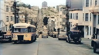 Rare unseen downtown San Francisco 1940s in color [60fps, Remastered] w/sound design added