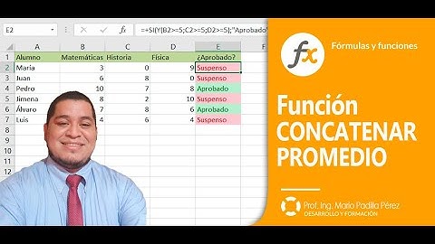 Excel [Función Concatenar & Promedio]