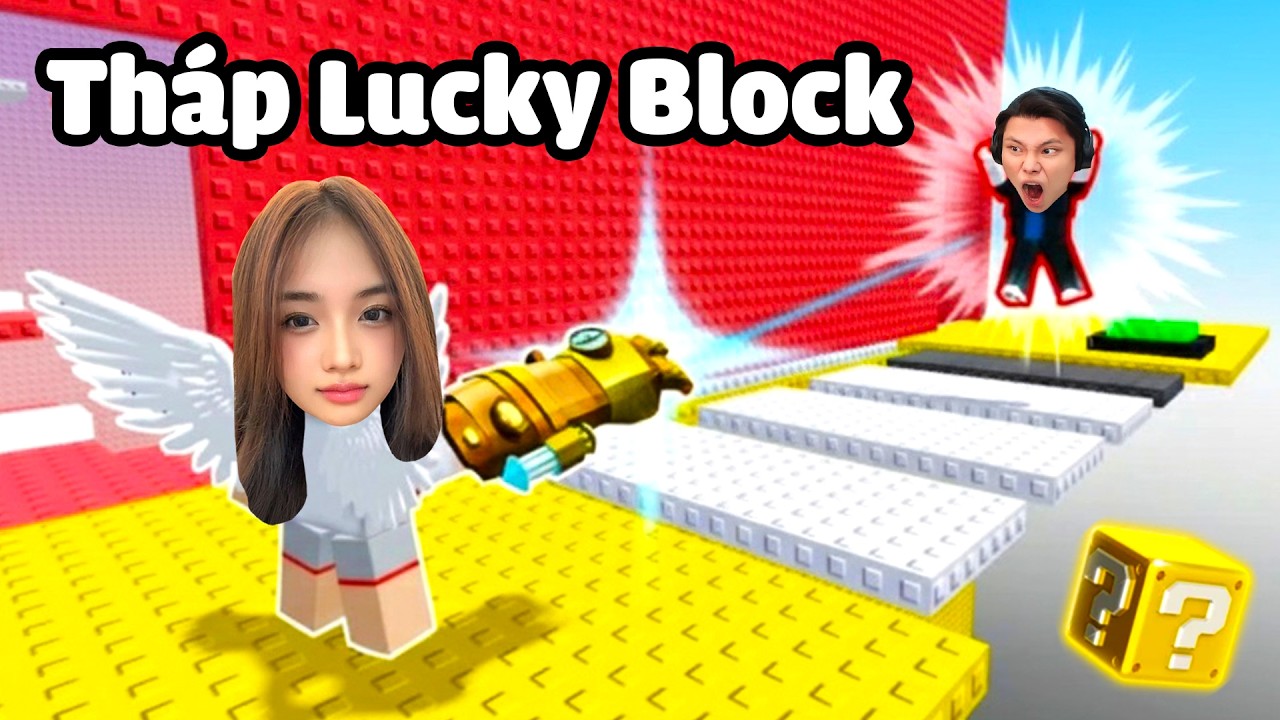 Mochi & JayGray bị Troll khi leo Tháp Khối May Mắn Siêu Hài 🤣✋Phá đảo Lucky Block Tower | Roblox