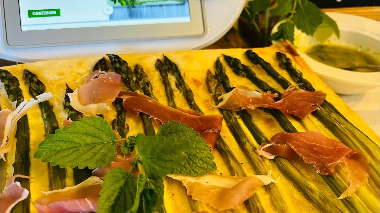Thermomix/flammenkueche aux asperges et l'huile de citron/Cookidoo