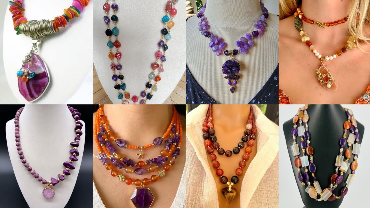Очарование аметиста и оранжевого агата — уникальные дизайны ожерелий, в которые вы влюбитесь😍