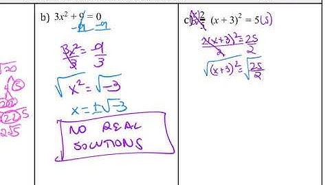 3.1 Solving Quadratics using Square Roots