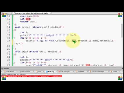 Bangla C programming tutorial 98 Structures and unions Sort a structure array cgpasort