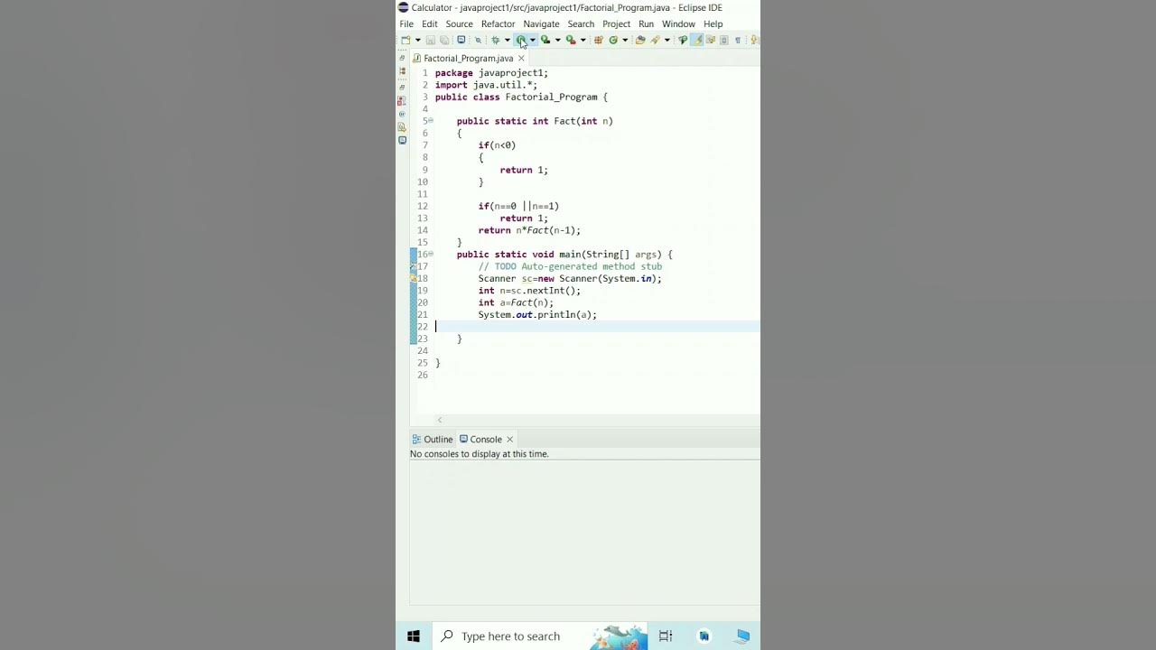 Factorial program using Recursion in java - YouTube