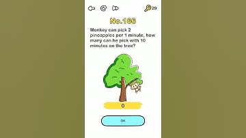 Brain Out Level 166 Answer (New Update), Monkey can pick 2 pineapples per 1 minute