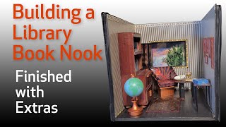 Library Book Nook - FINAL - Cigar Box, Cognac Glass, Books, Table, Game, Photos 1\/12 Scale