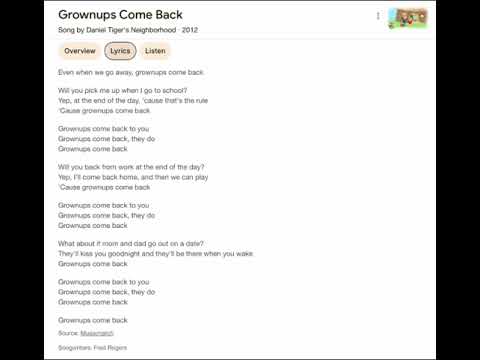 The Brian Voice Singing Grownups Come Back Song